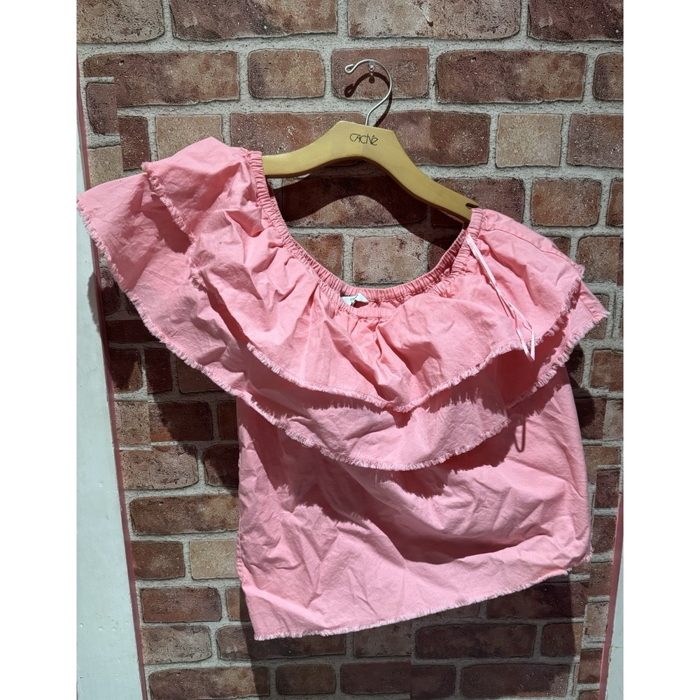Crown & Ivy Off The Shoulder Top Women's Size M Pink Elastic Ruffle Layered‎
